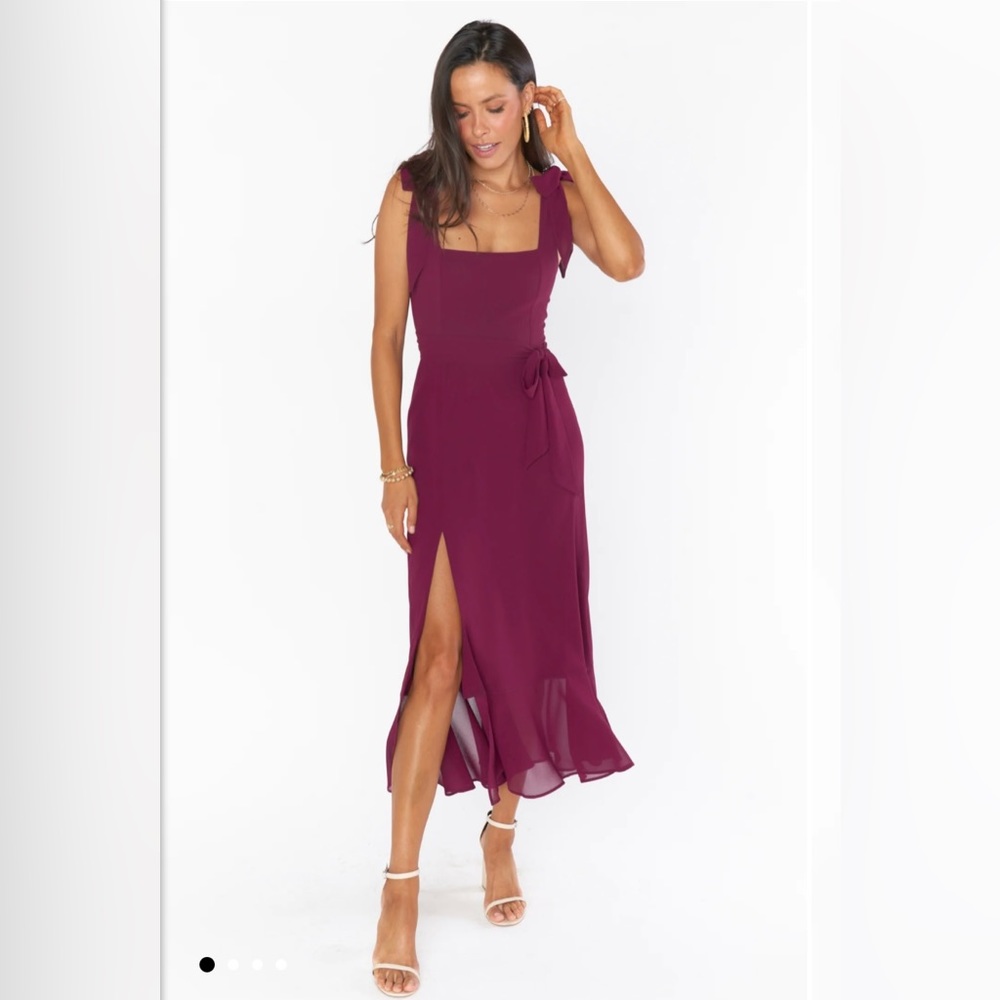 COPY - Show me your Mumu Merlot chiffon Clare midi dress
